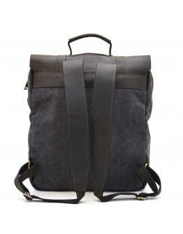 Серый удобный рюкзак из натуральной кожи и прочной ткани канвас TARWA RGc-3420-3md