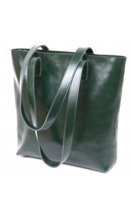 Кожаная женская зеленая сумка-шоппер Shvigel 16367