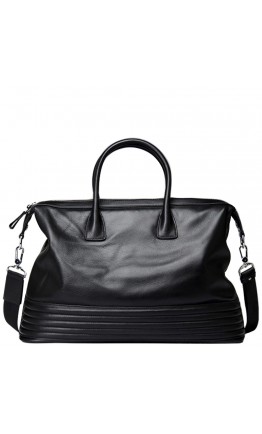 Кожаная деловая вместительная сумка черная Tiding Bag B3-2017A