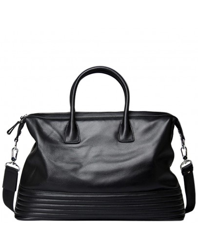 Фотография Кожаная деловая вместительная сумка черная Tiding Bag B3-2017A