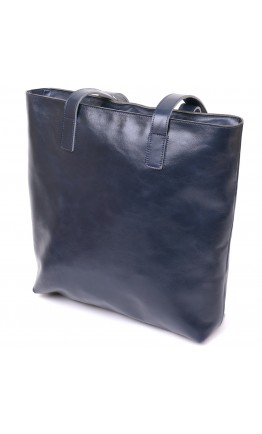 Вместительная кожаная синяя женская сумка-шоппер Shvigel 16369