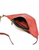 Фотография Красная поясная большая сумка из винтажной кожи crazy horse TARWA RR-3036-4lx