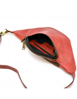 Красная поясная большая сумка из винтажной кожи crazy horse TARWA RR-3036-4lx