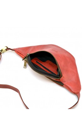 Красная поясная большая сумка из винтажной кожи crazy horse TARWA RR-3036-4lx