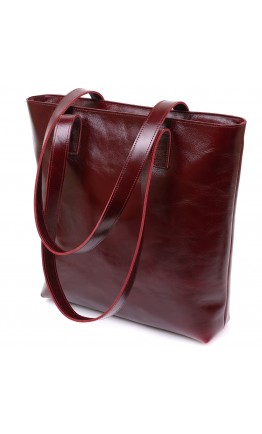 Стильная женская кожаная сумка-шоппер бордового цвета Shvigel 16368