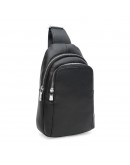 Фотография Мужской кожаный рюкзак-слинг черный Ricco Grande K16003-black