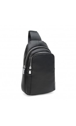 Мужской кожаный рюкзак-слинг черный Ricco Grande K16003-black