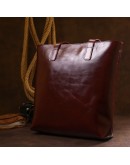 Фотография Стильная женская кожаная сумка-шоппер бордового цвета Shvigel 16368