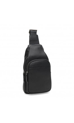 Мужской кожаный черный слинг - рюкзак Ricco Grande K16165a-black
