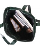 Фотография Кожаная женская зеленая сумка-шоппер Shvigel 16367