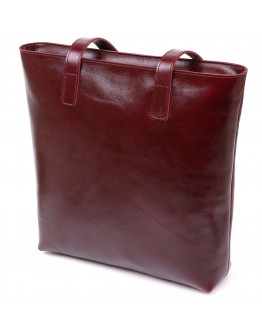 Стильная женская кожаная сумка-шоппер бордового цвета Shvigel 16368