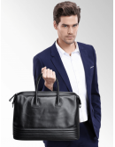 Фотография Кожаная деловая вместительная сумка черная Tiding Bag B3-2017A