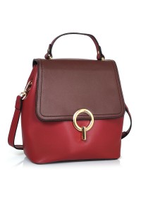 Рюкзак женский кожаный двухцветный красно-коричневый Olivia Leather F-S-Y01-7002R