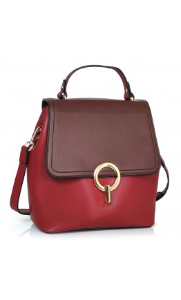Рюкзак женский кожаный двухцветный красно-коричневый Olivia Leather F-S-Y01-7002R
