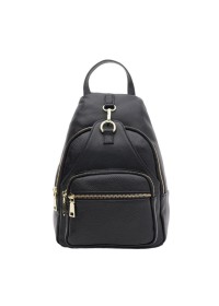 Черный кожаный женский рюкзак Borsa Leather K1162-black