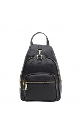 Черный кожаный женский рюкзак Borsa Leather K1162-black