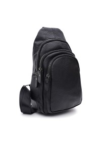 Мужской кожаный рюкзак - слинг Keizer K14036bl-black