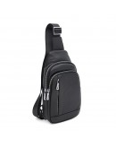 Фотография Мужской кожаный черный слинг - рюкзак Ricco Grande K16183bl-black