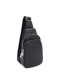 Мужской кожаный черный слинг - рюкзак Ricco Grande K16226bl-black