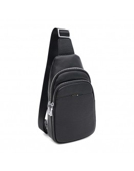 Мужской кожаный черный слинг - рюкзак Ricco Grande K16226bl-black
