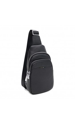 Мужской кожаный черный слинг - рюкзак Ricco Grande K16226bl-black