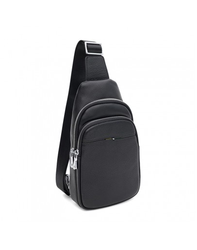 Фотография Мужской кожаный черный слинг - рюкзак Ricco Grande K16226bl-black