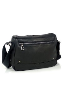 Мужской черный кожаный горизонтальный мессенджер Tiding Bag S-JMD10-2058A