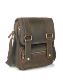 Фотография Кожаная коричневая сумка на плечо из винтажной кожи Tiding Bag T1172-kr