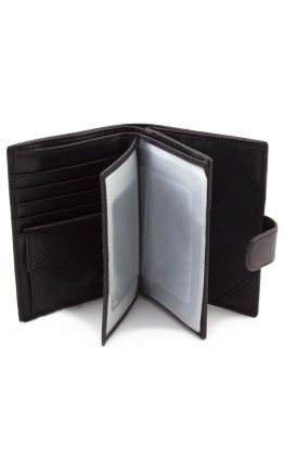 Чёрный кожаный вместительный кошелёк под паспорт Marco Coverna BK010-808