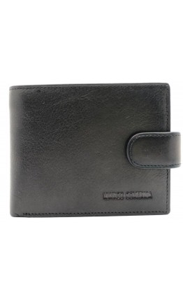 Чёрный кожаный фирменный кошелёк на защелке Marco Coverna BK010-896