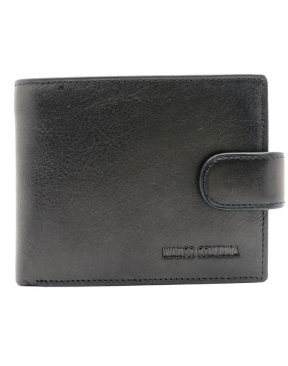 Фотография Чёрный кожаный фирменный кошелёк на защелке Marco Coverna BK010-896