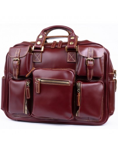 Фотография Мужская кожаная бордовая сумка-портфель Vintage 14776