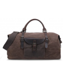 Фотография Дорожная коричневая текстильная сумка с кожаными вставками Vintage 20058