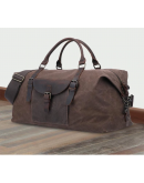 Фотография Дорожная коричневая текстильная сумка с кожаными вставками Vintage 20058