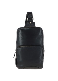 Черная мужская кожаная нагрудная сумка - слинг Ashwood G39 Black