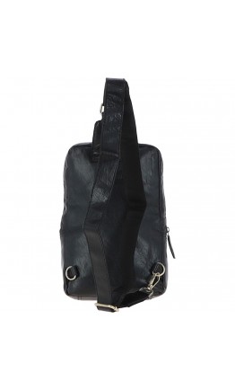 Черная мужская кожаная нагрудная сумка - слинг Ashwood G39 Black