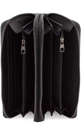 Черный кожаный клатч на два отделения Marco Coverna B5902B-1Q black