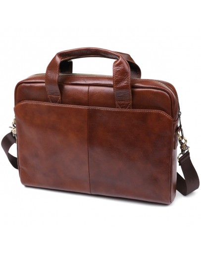 Фотография Кожаная мужская сумка для ноутбука коричневая Vintage 20470