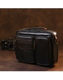 Фотография Кожаная мужская сумка черная Vintage 20469