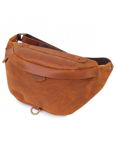 Фотография Кожаная мужская коричневая винтажная сумка на пояс Vintage 20371