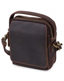 Кожаная мужская коричневая небольшая винтажная сумка Vintage 20372 