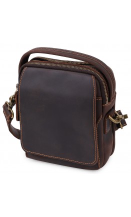Кожаная мужская коричневая небольшая винтажная сумка Vintage 20372 