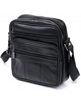 Кожаная небольшая мужская черная сумка Vintage 20370
