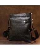 Фотография Мужская черная кожаная сумка на плечо SHVIGEL 11600