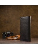Фотография Кожаное черной глянцевое портмоне - клатч GRANDE PELLE 11471