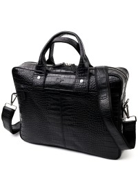 Черная мужская сумка-портфель из фактурной кожи KARYA 20873