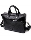 Фотография Черная мужская сумка-портфель из фактурной кожи KARYA 20873