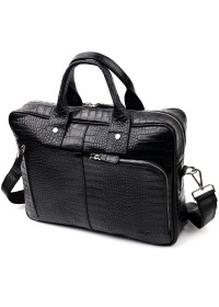 Черная мужская сумка-портфель из фактурной кожи KARYA 20873