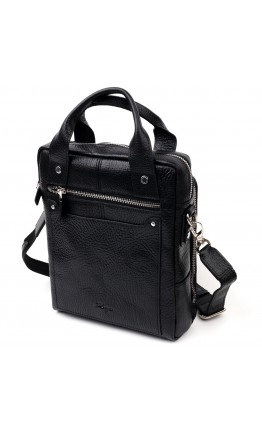Кожаная удобная мужская черная сумка - барсетка KARYA 20900
