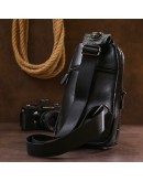 Фотография Черный кожаный мужской слинг с теснением Vintage 20671